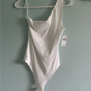 American Eagle one shoulder,white bodysuit size medium!